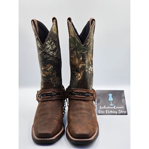 NWOB Laredo Men's Western Boots Gadsden Camo Harness Sq Toe Mossy Oak Sz 7 2472 - Picture 9 of 15